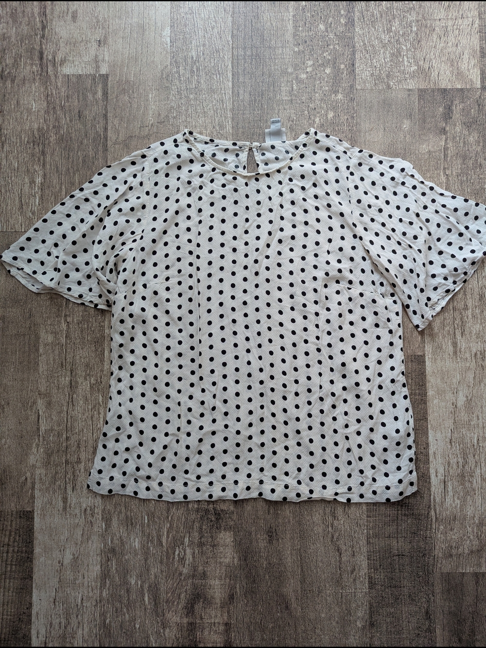 a new day White Polka Dot Short Sleeve Blouse